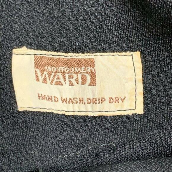 VINTAGE 70s {Montgomery Ward} Black Cocktail Sheath Hostess Maxi Dress Medium - Picture 5 of 6